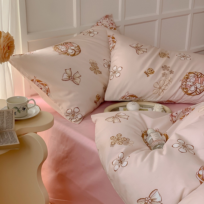 91家纺网 家纺一手货源 找家纺 窝米2023新款13370全棉四件套卡通简约款 安妮兔