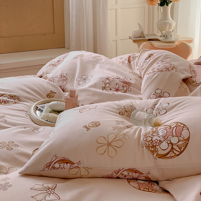 91家纺网 家纺一手货源 找家纺 窝米2023新款13370全棉四件套卡通简约款 安妮兔