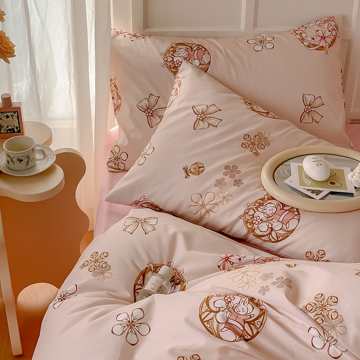 91家纺网 家纺一手货源 找家纺 窝米2023新款13370全棉四件套卡通简约款 安妮兔