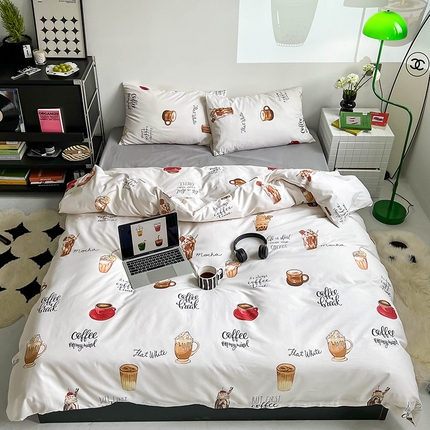 窝米2023新款13370全棉四件套卡通简约款 可颂