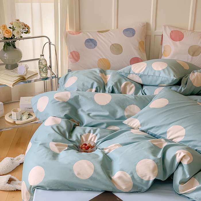 91家纺网 家纺一手货源 找家纺 窝米2023新款13370全棉四件套卡通简约款 拉卡蓝