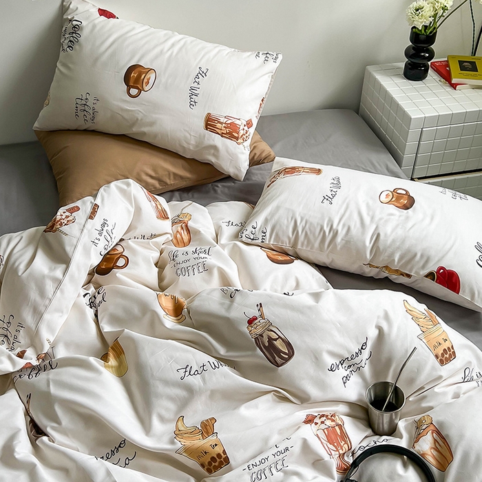 91家纺网 家纺一手货源 找家纺 窝米2023新款13370全棉四件套卡通简约款 可颂