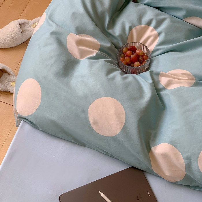 91家纺网 家纺一手货源 找家纺 窝米2023新款13370全棉四件套卡通简约款 拉卡蓝