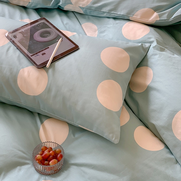 91家纺网 家纺一手货源 找家纺 窝米2023新款13370全棉四件套卡通简约款 拉卡蓝