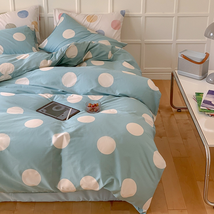 91家纺网 家纺一手货源 找家纺 窝米2023新款13370全棉四件套卡通简约款 拉卡蓝