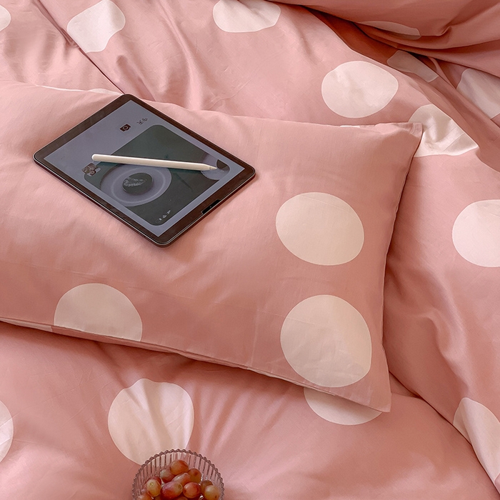 91家纺网 家纺一手货源 找家纺 窝米2023新款13370全棉四件套卡通简约款 拉卡粉