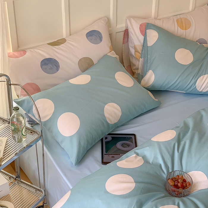 91家纺网 家纺一手货源 找家纺 窝米2023新款13370全棉四件套卡通简约款 拉卡蓝