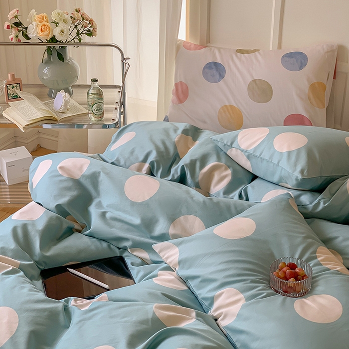 91家纺网 家纺一手货源 找家纺 窝米2023新款13370全棉四件套卡通简约款 拉卡蓝