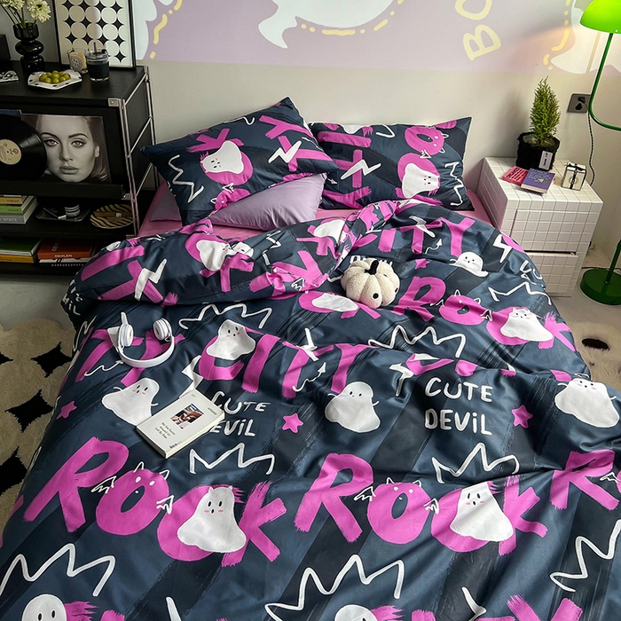 91家纺网 家纺一手货源 找家纺 窝米2023新款13370全棉四件套卡通简约款 旋律