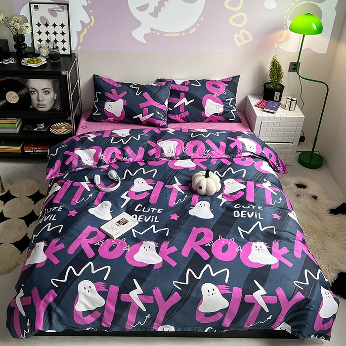 91家纺网 家纺一手货源 找家纺 窝米2023新款13370全棉四件套卡通简约款 旋律