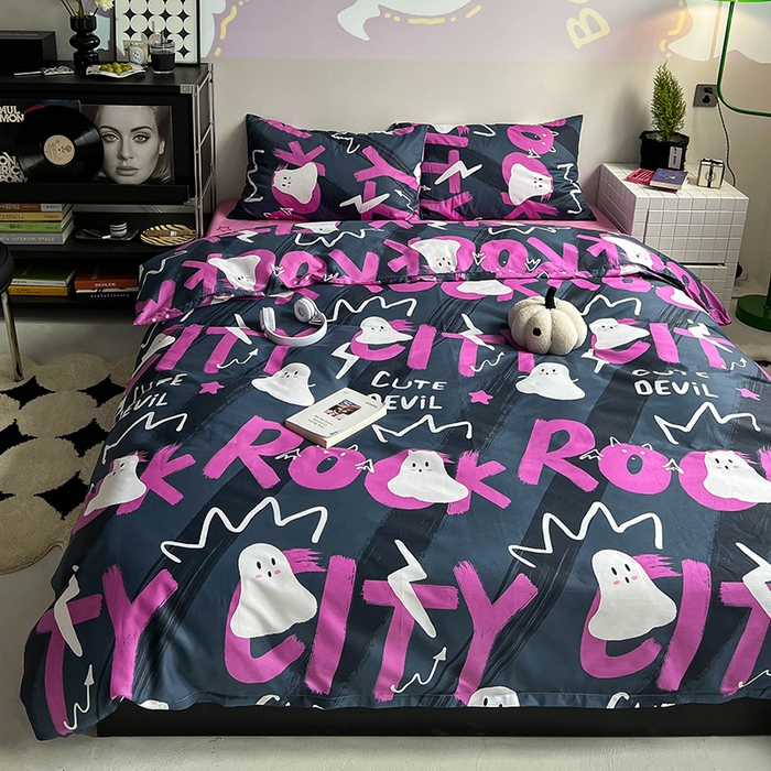 91家纺网 家纺一手货源 找家纺 窝米2023新款13370全棉四件套卡通简约款 旋律