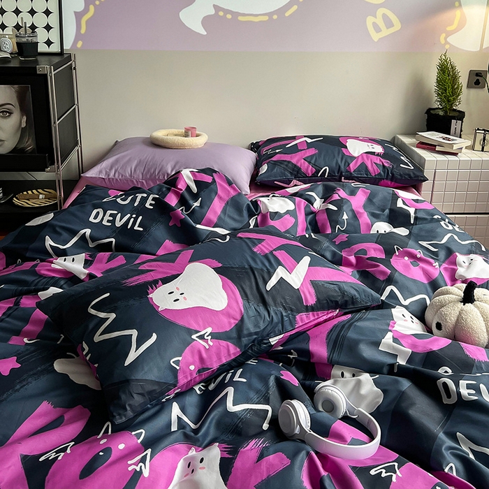 91家纺网 家纺一手货源 找家纺 窝米2023新款13370全棉四件套卡通简约款 旋律