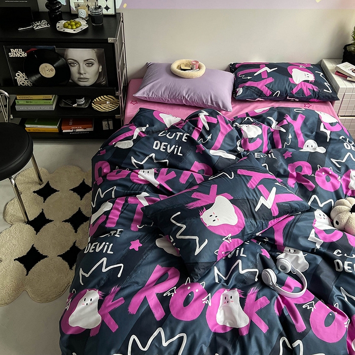 91家纺网 家纺一手货源 找家纺 窝米2023新款13370全棉四件套卡通简约款 旋律