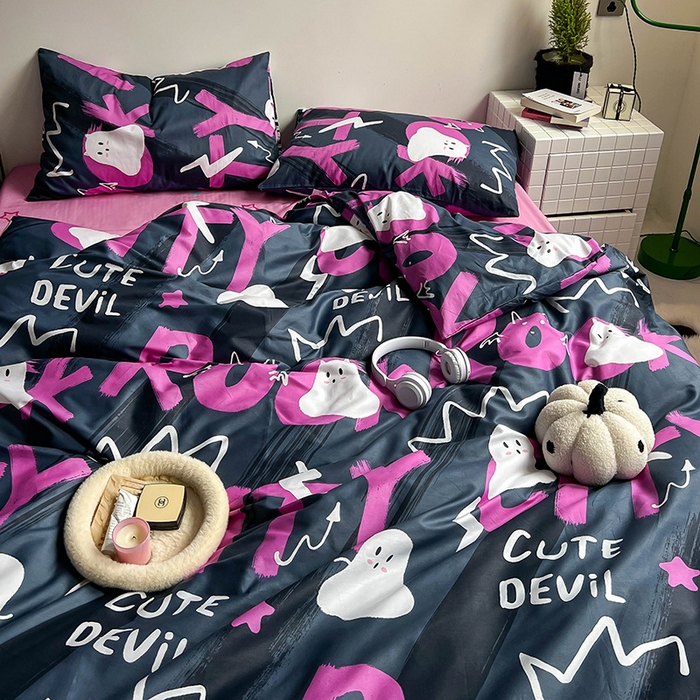 91家纺网 家纺一手货源 找家纺 窝米2023新款13370全棉四件套卡通简约款 旋律