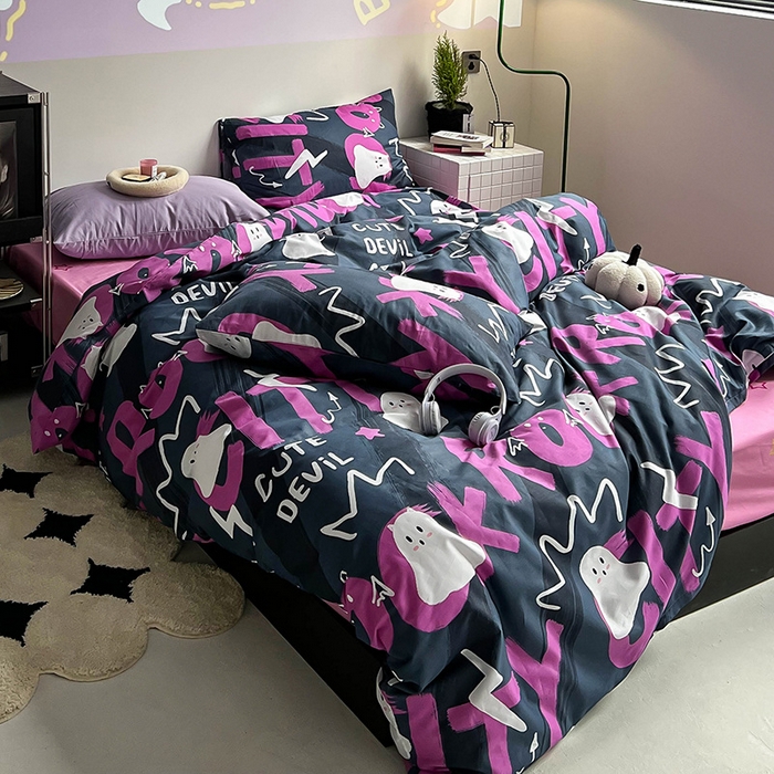 91家纺网 家纺一手货源 找家纺 窝米2023新款13370全棉四件套卡通简约款 旋律