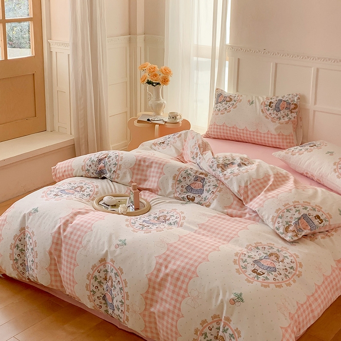 91家纺网 家纺一手货源 找家纺 窝米2023新款全棉13370四件套洛丽塔系列 花仙子