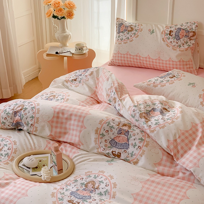 91家纺网 家纺一手货源 找家纺 窝米2023新款全棉13370四件套洛丽塔系列 花仙子