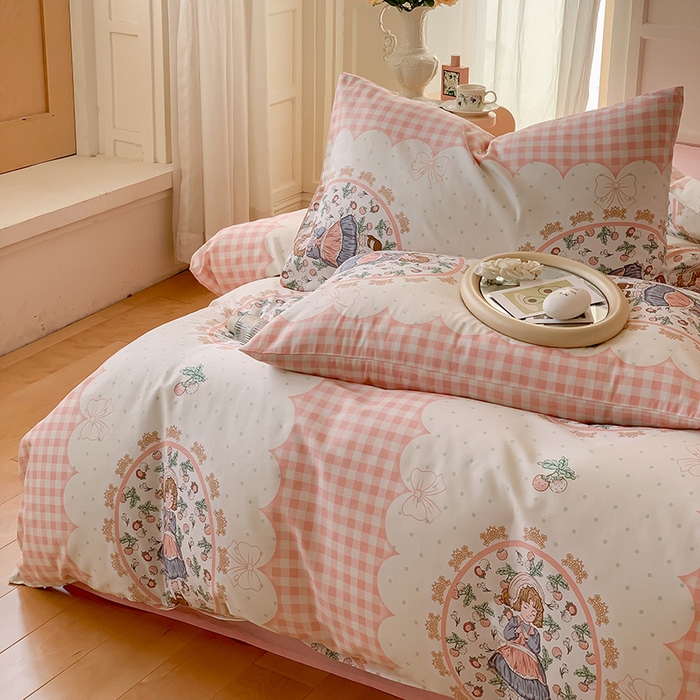 91家纺网 家纺一手货源 找家纺 窝米2023新款全棉13370四件套洛丽塔系列 花仙子