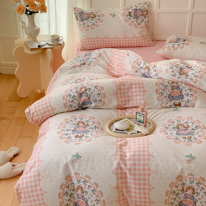 91家纺网 家纺一手货源 找家纺 窝米2023新款全棉13370四件套洛丽塔系列 花仙子