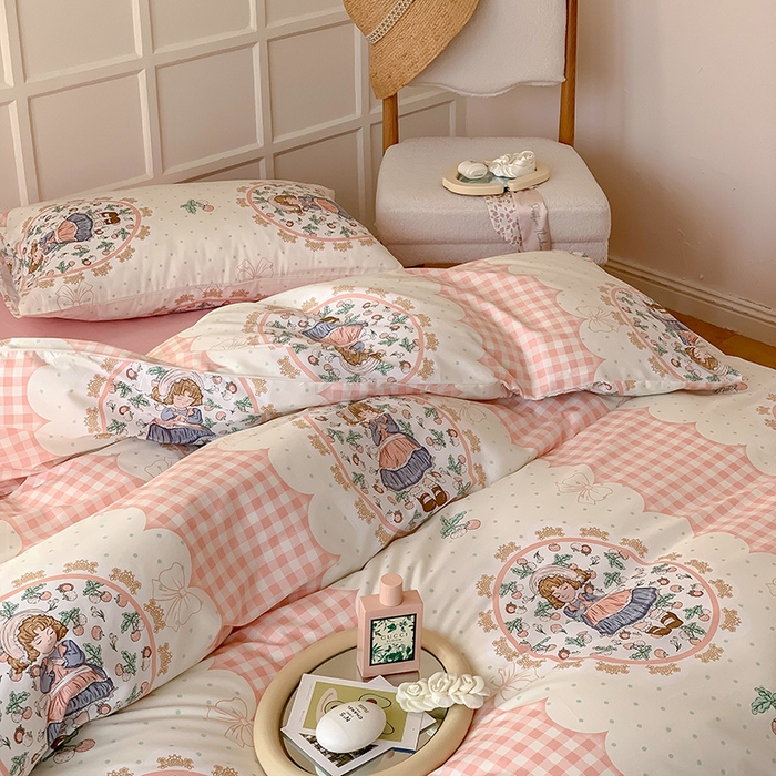 91家纺网 家纺一手货源 找家纺 窝米2023新款全棉13370四件套洛丽塔系列 花仙子