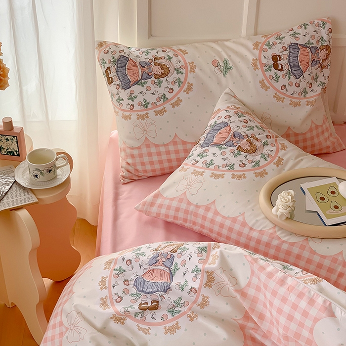 91家纺网 家纺一手货源 找家纺 窝米2023新款全棉13370四件套洛丽塔系列 花仙子