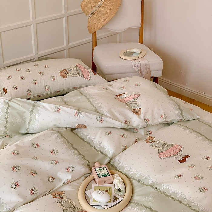 91家纺网 家纺一手货源 找家纺 窝米2023新款全棉13370四件套洛丽塔系列 雪莉儿