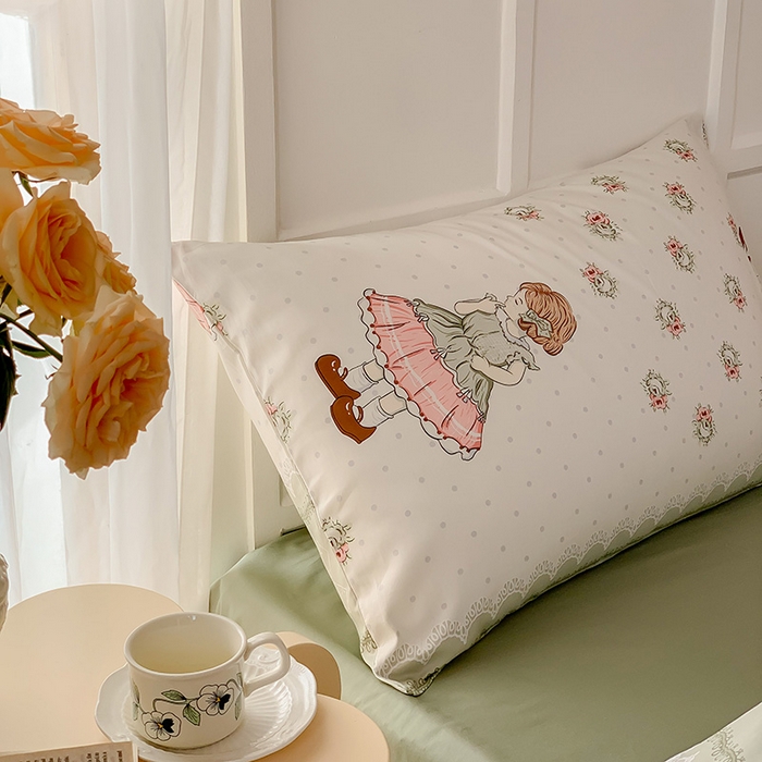 91家纺网 家纺一手货源 找家纺 窝米2023新款全棉13370四件套洛丽塔系列 雪莉儿