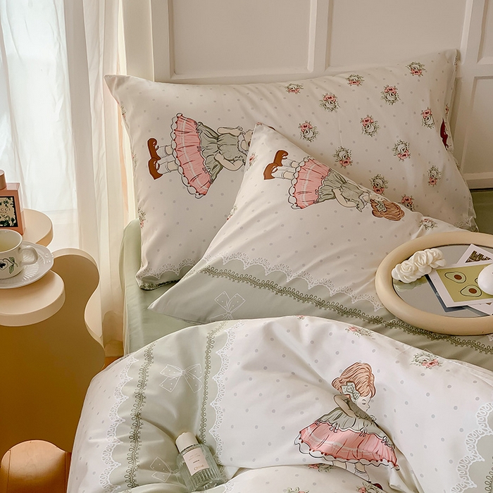 91家纺网 家纺一手货源 找家纺 窝米2023新款全棉13370四件套洛丽塔系列 雪莉儿