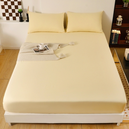 91家纺网 家纺一手货源 找家纺 芷凡 2023新款雅棉斜纹磨毛单件床笠 单件床笠-奶黄