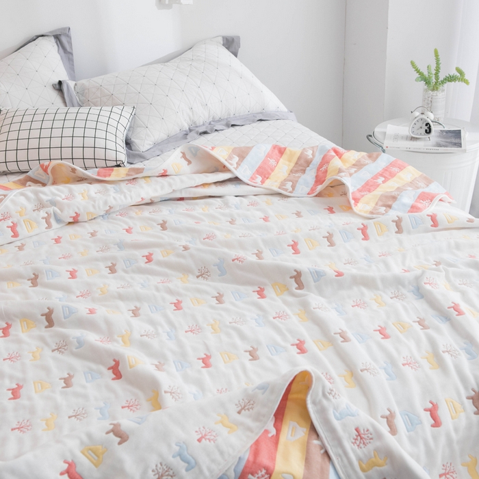 91家纺网 家纺一手货源 找家纺 朴尔家纺2023新款经典六层纱布全棉毛巾被系列-朴尔经典款常年备货 木马