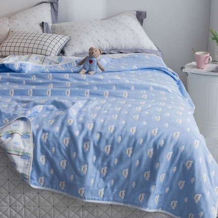 朴尔家纺2023新款经典六层纱布全棉毛巾被系列-朴尔经典款常年备货 日式彩云-兰