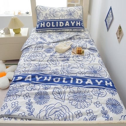 91家纺网 家纺一手货源 找家纺 （总）多乐 2024新款学生床乳胶凉席夏被三件套