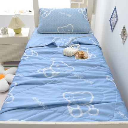 91家纺网 家纺一手货源 找家纺 多乐 2023新款学生床乳胶凉席三件套 幸运熊