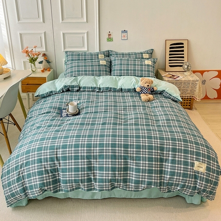 91家纺网 家纺一手货源 找家纺 芷凡 2023新款色织水洗棉单件被套 梦想-丈青