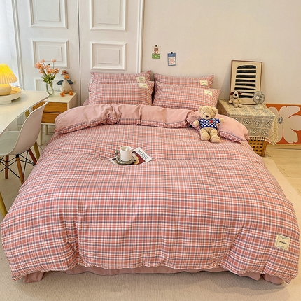 91家纺网 家纺一手货源 找家纺 芷凡 2023新款色织水洗棉单件被套 清伊-豆沙