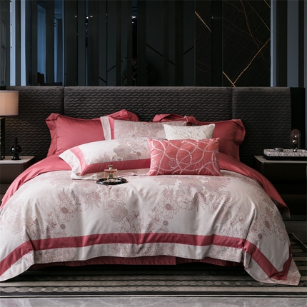 91家纺网 家纺一手货源 找家纺 （总）北辰 2023新款100支高支色织工艺提花四件套-法国花园