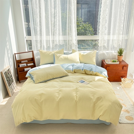 91家纺网 家纺一手货源 找家纺 （总）蓝巢2023A版60支全棉华夫格B版40支全棉水洗棉四件套蜜格