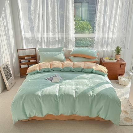 91家纺网 家纺一手货源 找家纺 （总）蓝巢2023A版60支全棉华夫格B版40支全棉水洗棉四件套蜜格