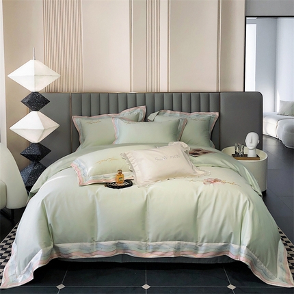 91家纺网 家纺一手货源 找家纺 （总）鼎飞 2023新款澳棉拼角刺绣四件套--彩虹系列