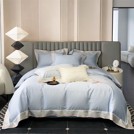 91家纺网 家纺一手货源 找家纺 （总）鼎飞 2023新款澳棉拼角刺绣四件套--彩虹系列