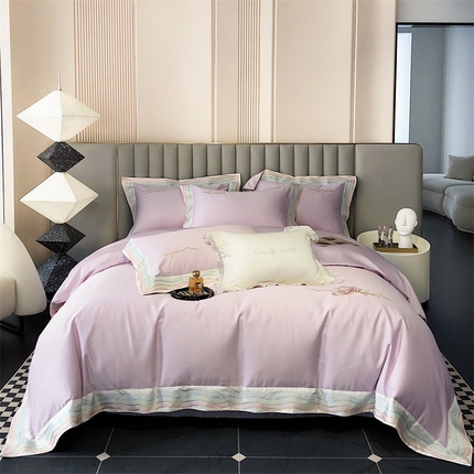 91家纺网 家纺一手货源 找家纺 （总）鼎飞 2023新款澳棉拼角刺绣四件套--彩虹系列