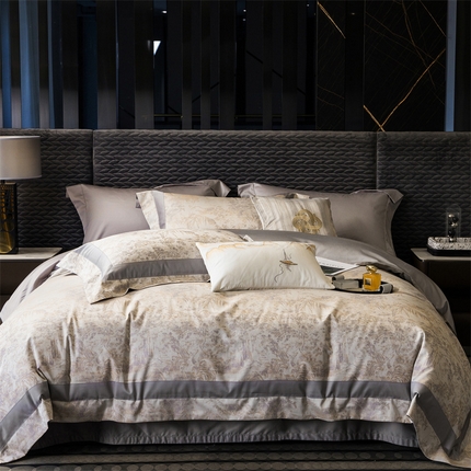 91家纺网 家纺一手货源 找家纺 （总）北辰 2023新款100支高支色织工艺提花四件套-悠然