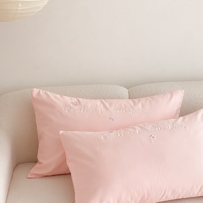 91家纺网 家纺一手货源 找家纺 蜜柚 2024新款全棉贴布绣四件套 许愿兔-公主粉