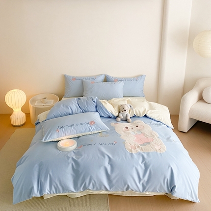 91家纺网 家纺一手货源 找家纺 （总）蜜柚 2024新款全棉贴布绣四件套