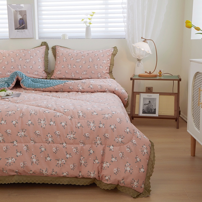 91家纺网 家纺一手货源 找家纺 （总）一米阳光 2023新款纯棉蕾丝豆豆被被子被芯