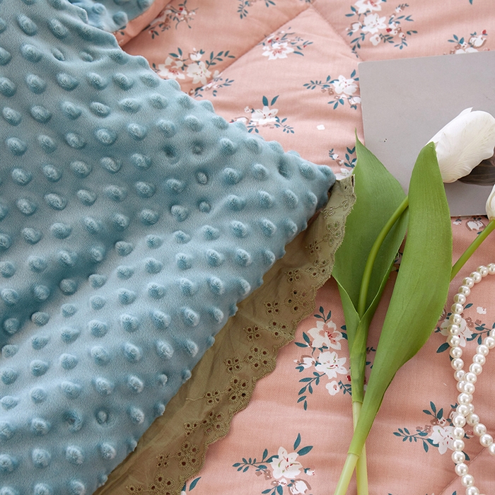 91家纺网 家纺一手货源 找家纺 （总）一米阳光 2023新款纯棉蕾丝豆豆被被子被芯