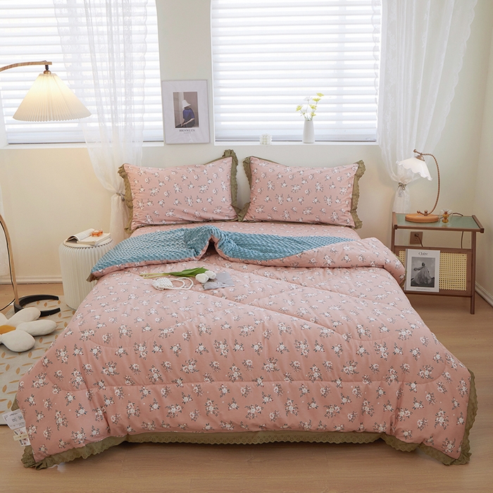 91家纺网 家纺一手货源 找家纺 （总）一米阳光 2023新款纯棉蕾丝豆豆被被子被芯