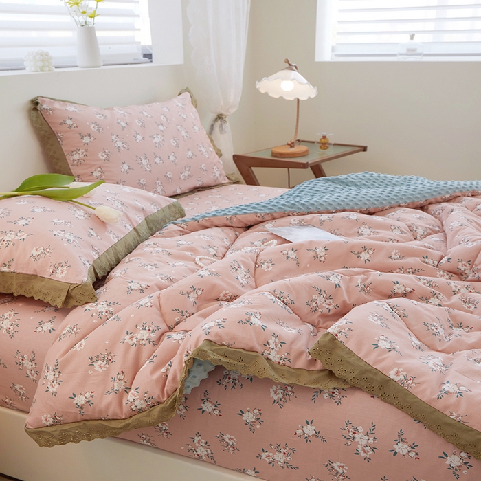 91家纺网 家纺一手货源 找家纺 （总）一米阳光 2023新款纯棉蕾丝豆豆被被子被芯