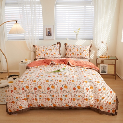 91家纺网 家纺一手货源 找家纺 （总）一米阳光 2023新款纯棉蕾丝豆豆被被子被芯