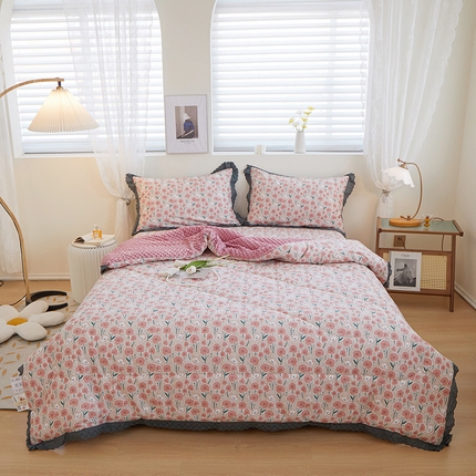 91家纺网 家纺一手货源 找家纺 （总）一米阳光 2023新款纯棉蕾丝豆豆被被子被芯